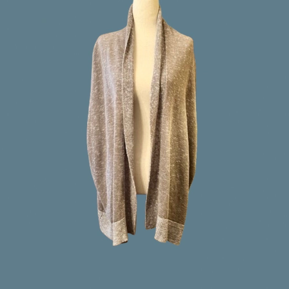 EUC Eileen Fisher Oversized Short Sleeve Open Front Linen Blend Cardigan LARGE